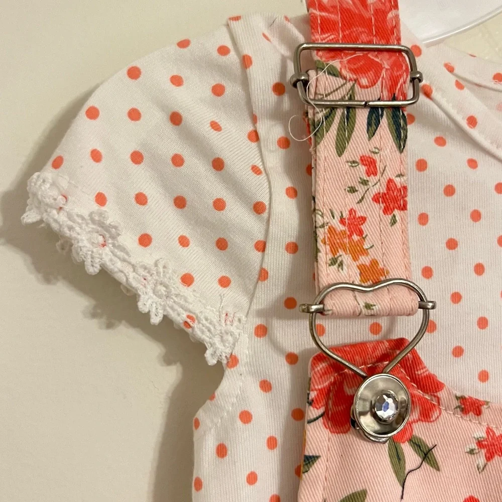 Little Lass Floral Jumper Dress W/ Polka Dot Top Size 5 New with tags - Picture 2 of 6